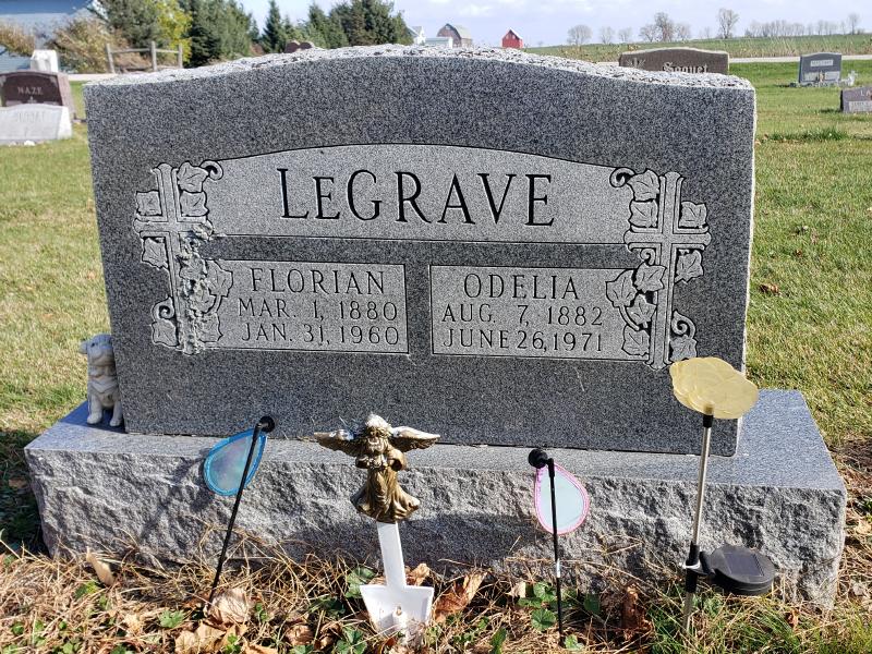 Florian and Odelia LeGrave headstone