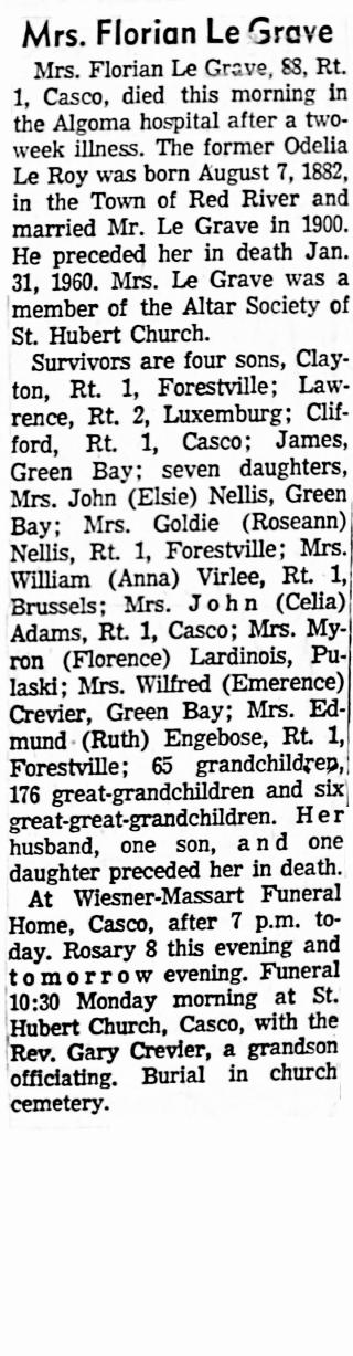 Odelia LeGrave obituary